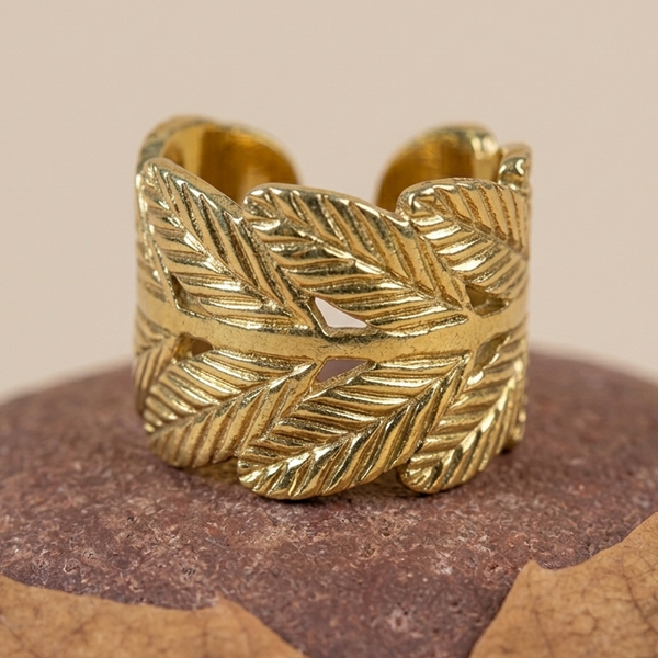 Eternal Laurel 18K Gold Plated Statement Ring