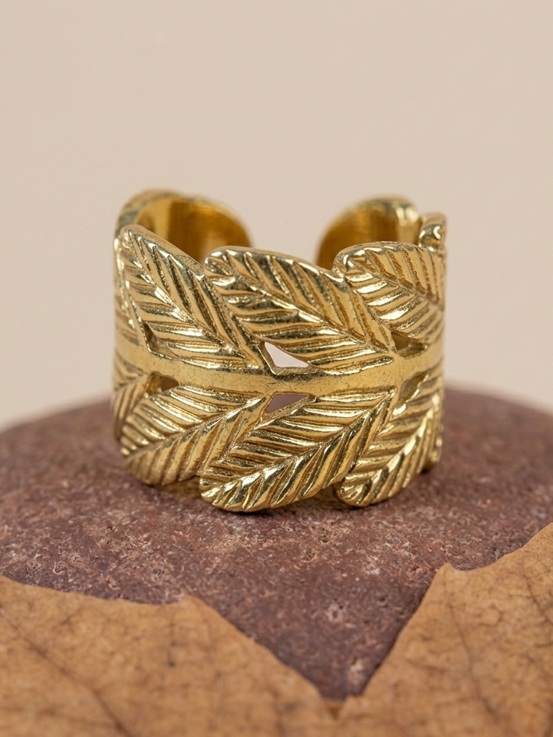 Eternal Laurel 18K Gold Plated Statement Ring ACERO JEWELS