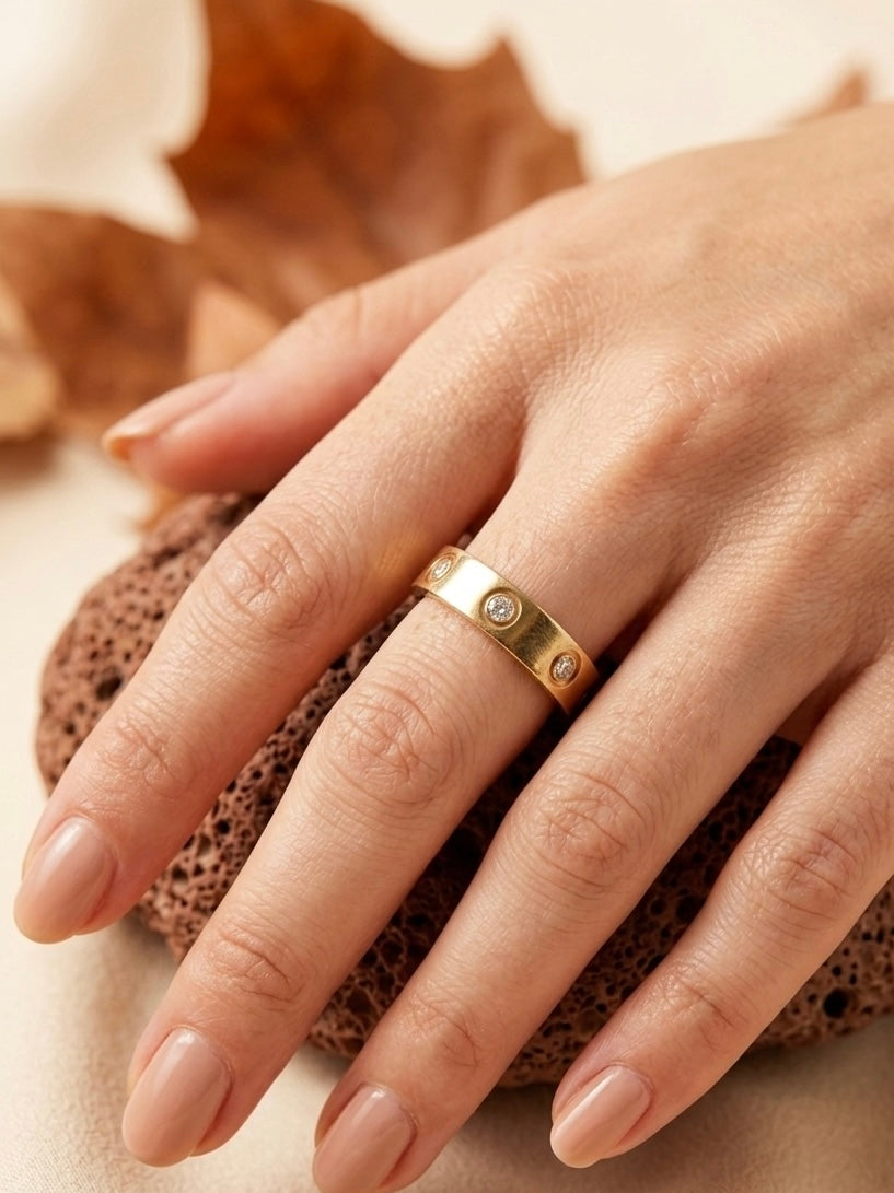 Timeless Icon 18K Gold Plated Classic Screw-Detail Eternity Ring ACERO JEWELS