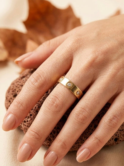 Timeless Icon 18K Gold Plated Classic Screw-Detail Eternity Ring ACERO JEWELS