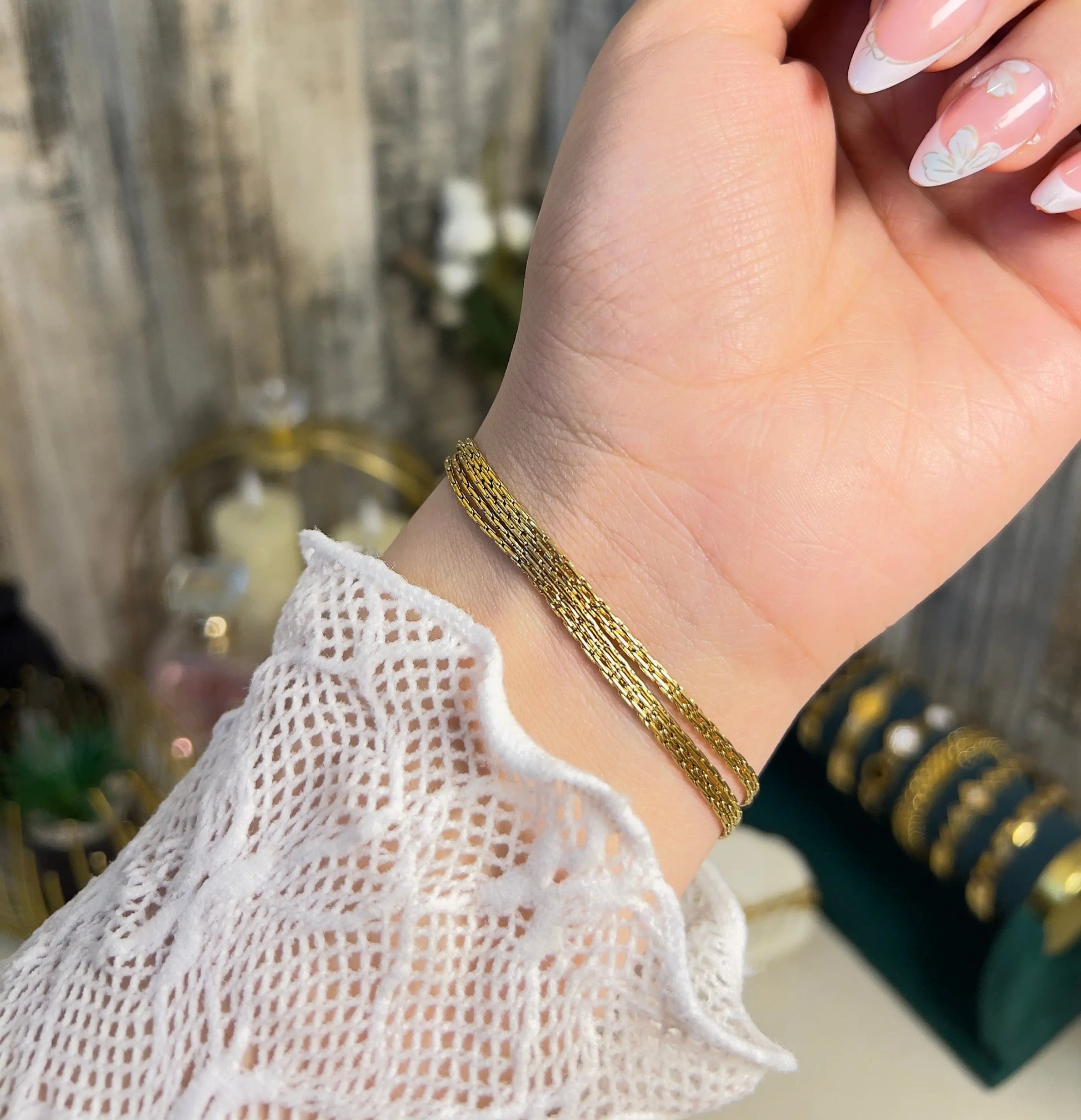 Triple-Strand Golden Venetian Chain Bracelet – Anti-Tarnish & Waterproof - ACERO JEWELS