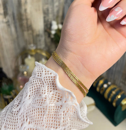 Triple-Strand Golden Venetian Chain Bracelet – Anti-Tarnish & Waterproof - ACERO JEWELS