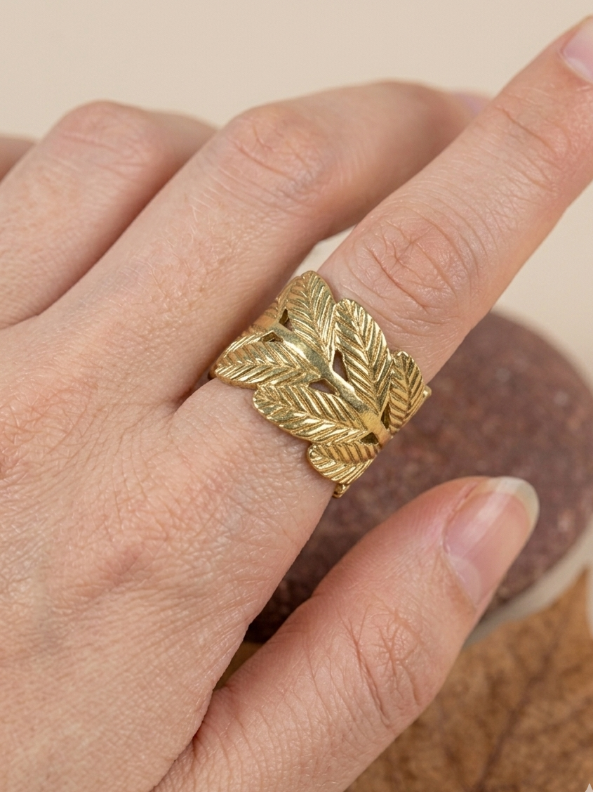 Eternal Laurel 18K Gold Plated Statement Ring ACERO JEWELS