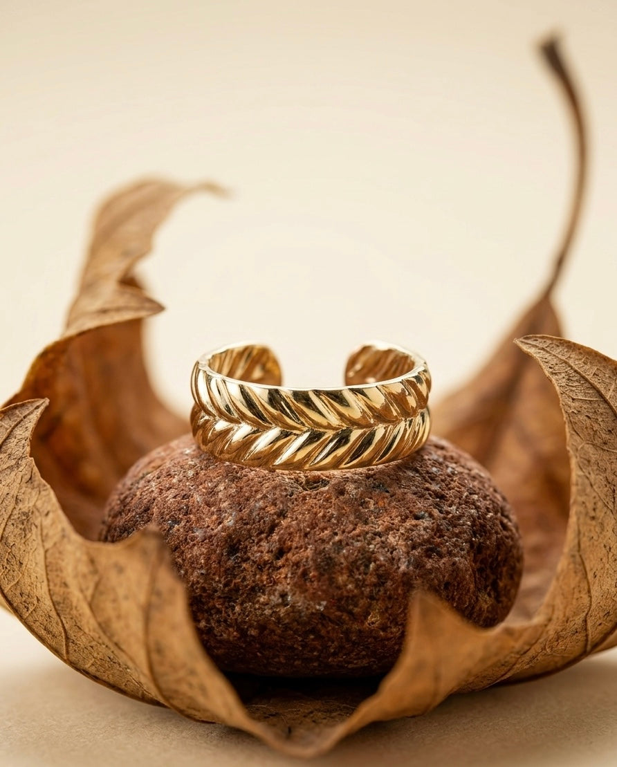 Roxanne 18k Gold Plated Herringbone Ring ACERO JEWELS