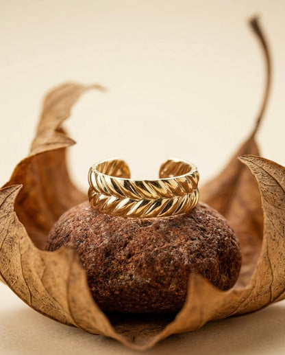 Roxanne 18k Gold Plated Herringbone Ring ACERO JEWELS