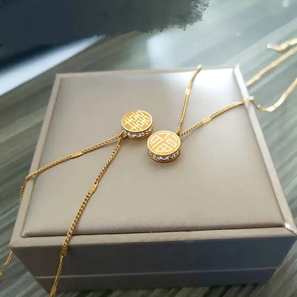 18K Gold Plated Crystal Medallion Necklace | Oriental Character Pendant with Sparking Zirconia - ACERO JEWELS