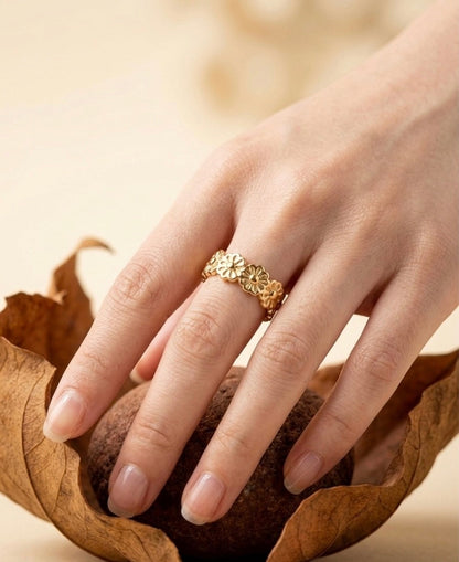 18K Gold Plated Petite Daisy Eternity Ring ACERO JEWELS