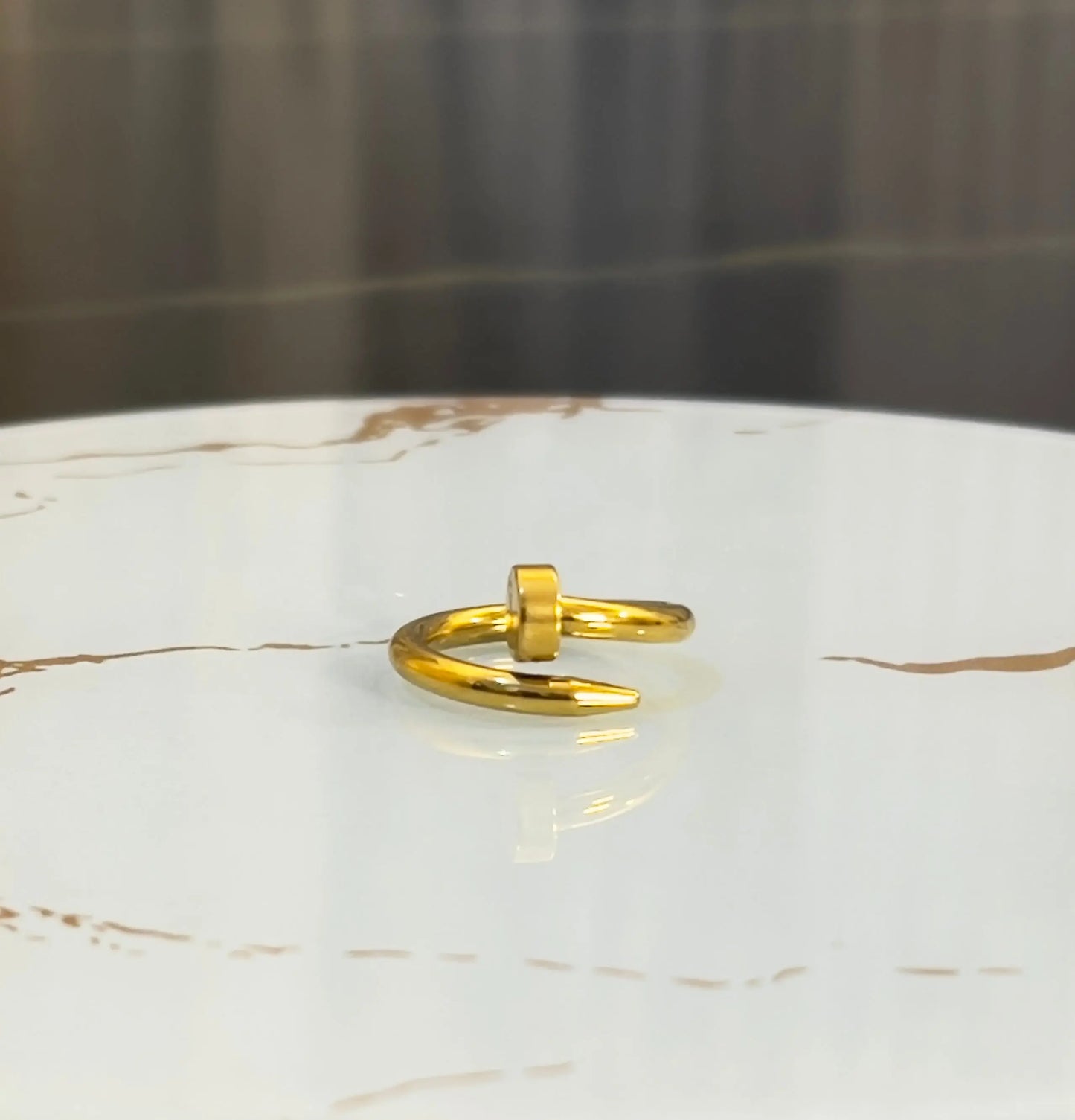 Trendy 18K Gold Plated Nail Spiral Ring for Women | Adjustable Stainless Steel Screw Bangle Style Ring | Minimalist Luxury Jewelry Gift - ACERO JEWELS