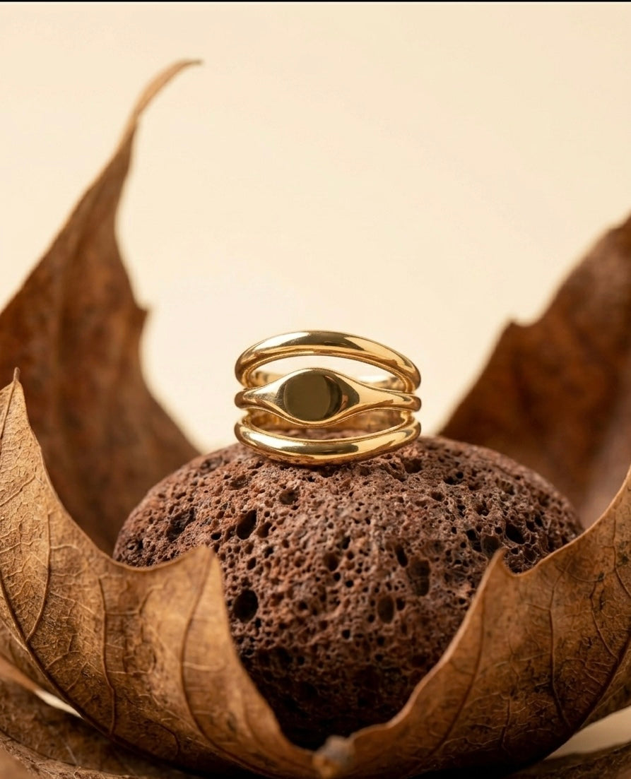 18k Gold-Plated Minimalist Triple Stack Ring ACERO JEWELS