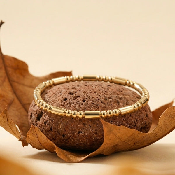 18K Gold Plated Beaded Bar Bracelet.