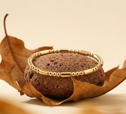 18K Gold Plated Beaded Bar Bracelet.