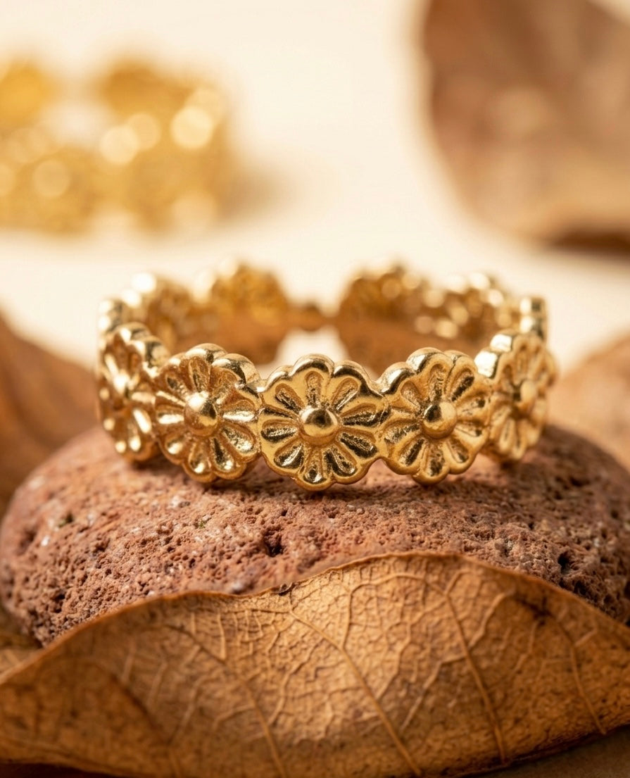 18K Gold Plated Petite Daisy Eternity Ring ACERO JEWELS