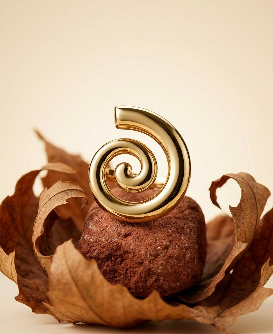 18k Gold Plated Minimalist Spiral Swirl Ring