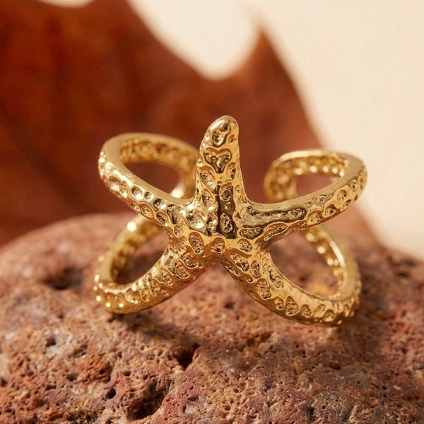 Oceanic Star 18K Gold Plated Starfish Ring