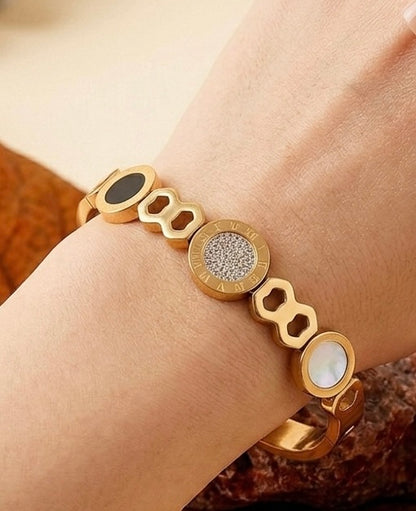 Eternal Elegance Roman Dial Bracelet with Crystal & Onyx Details
