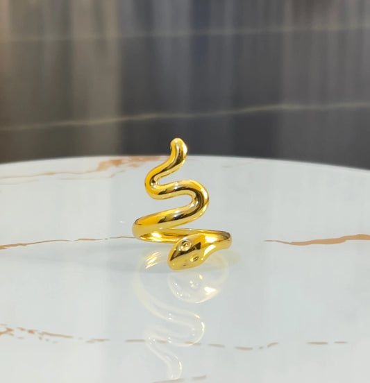 18K Gold Plated Snake Ring for Women - Adjustable Serpent Wrap Ring - Minimalist Cobra Jewelry - Dainty Statement Ring Gift - ACERO JEWELS