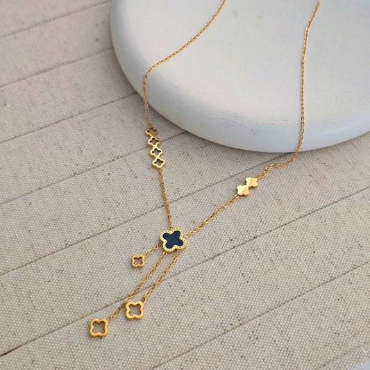 Drew Black Clover Necklace