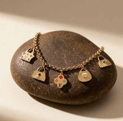 Gold Designer-Style Handbag Charm Bracelet | Waterproof & Tarnish-Free