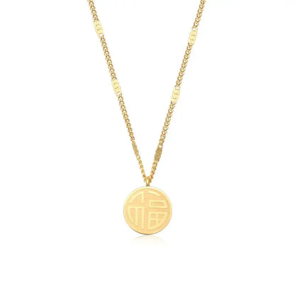 18K Gold Plated Crystal Medallion Necklace | Oriental Character Pendant with Sparking Zirconia - ACERO JEWELS