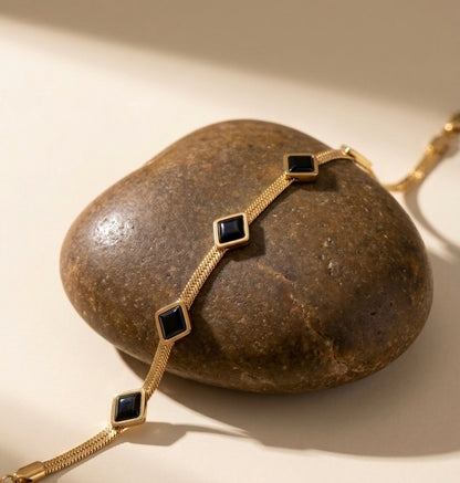 Anti-Tarnish Waterproof Diamond Link Bracelet - Gold Geometric Chain Bracelet