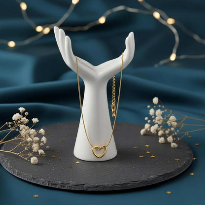 18K Gold Plated Abstract Open Heart Necklace | Dainty Knotted Heart Pendant on Snake Chain - ACERO JEWELS