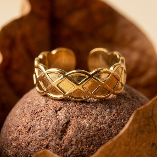 Tory Burch Gold Lattice Adjustable Ring