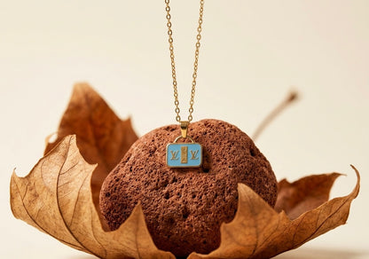 18K Gold Plated Mini Sky Blue Handbag Necklace | Designer-Inspired Enamel Purse Pendant