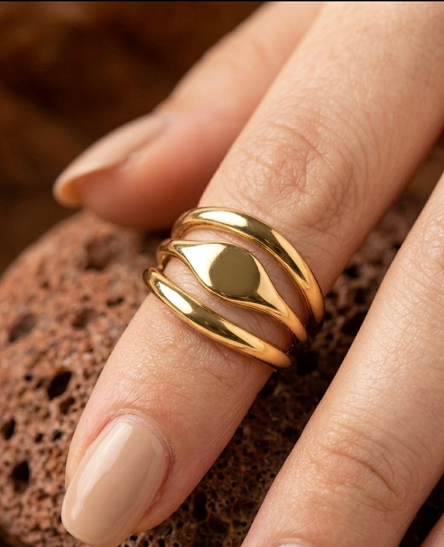 18k Gold-Plated Minimalist Triple Stack Ring ACERO JEWELS