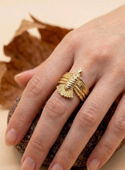 Serene Flight 18K Gold Plated Bird Statement Ring – Eternal Spirit Band ACERO JEWELS