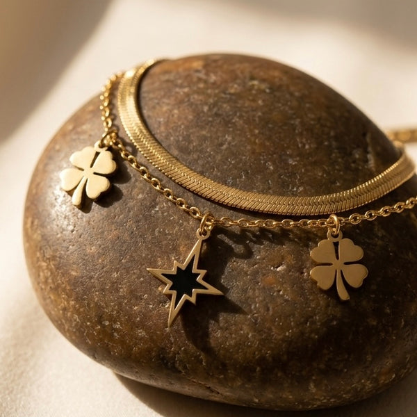 Double-Layered Lucky Charm Bracelet – 18K Gold Plated, Anti-Tarnish & Waterproof