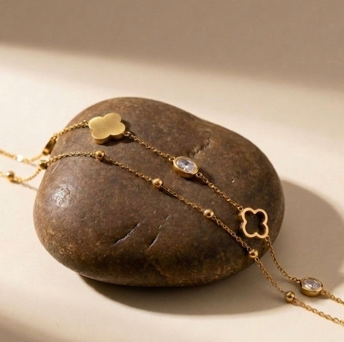 Gold Layered Clover Bracelet | Waterproof & Tarnish-Free Jewelry