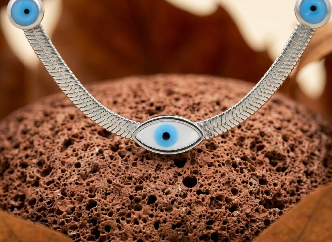 Elegant Silver Nazar Choker