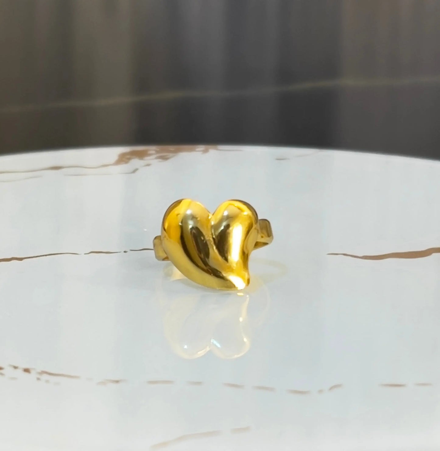 18K Gold Plated Chunky Puffy Heart Ring – Bold Molten Heart Statement Jewelry - ACERO JEWELS