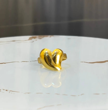 18K Gold Plated Chunky Puffy Heart Ring – Bold Molten Heart Statement Jewelry - ACERO JEWELS