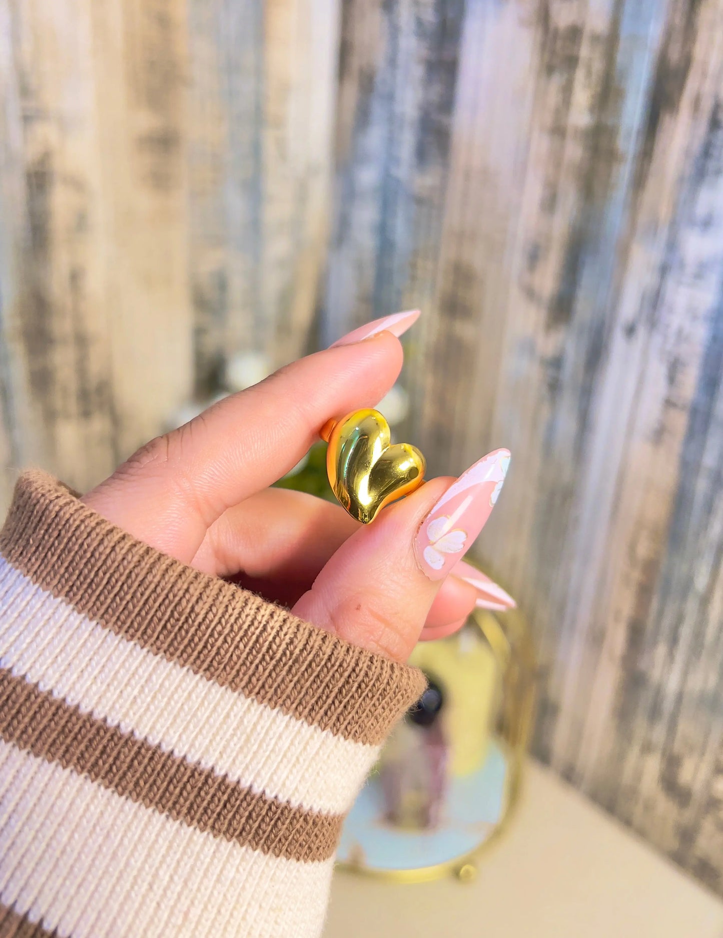 18K Gold Plated Chunky Puffy Heart Ring – Bold Molten Heart Statement Jewelry - ACERO JEWELS