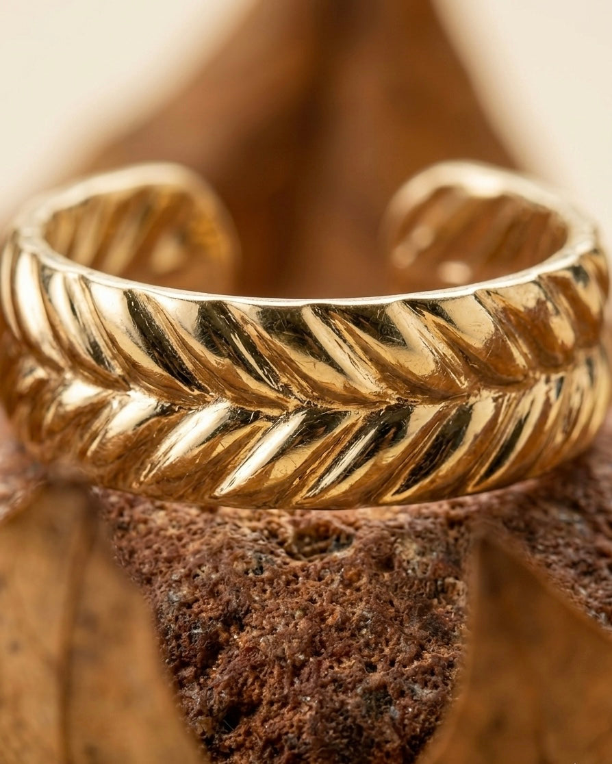 Roxanne 18k Gold Plated Herringbone Ring ACERO JEWELS