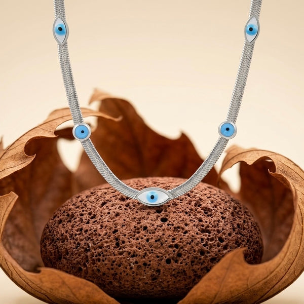 Elegant Silver Nazar Choker