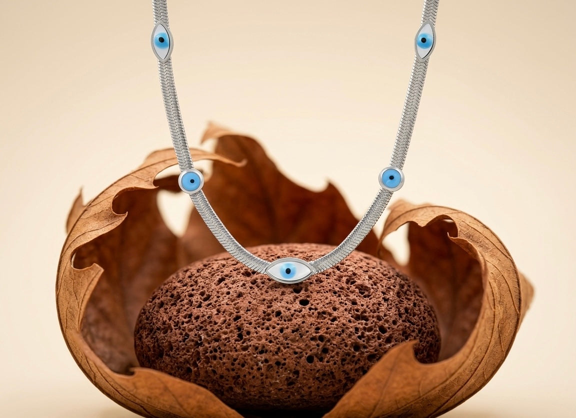 Elegant Silver Nazar Choker