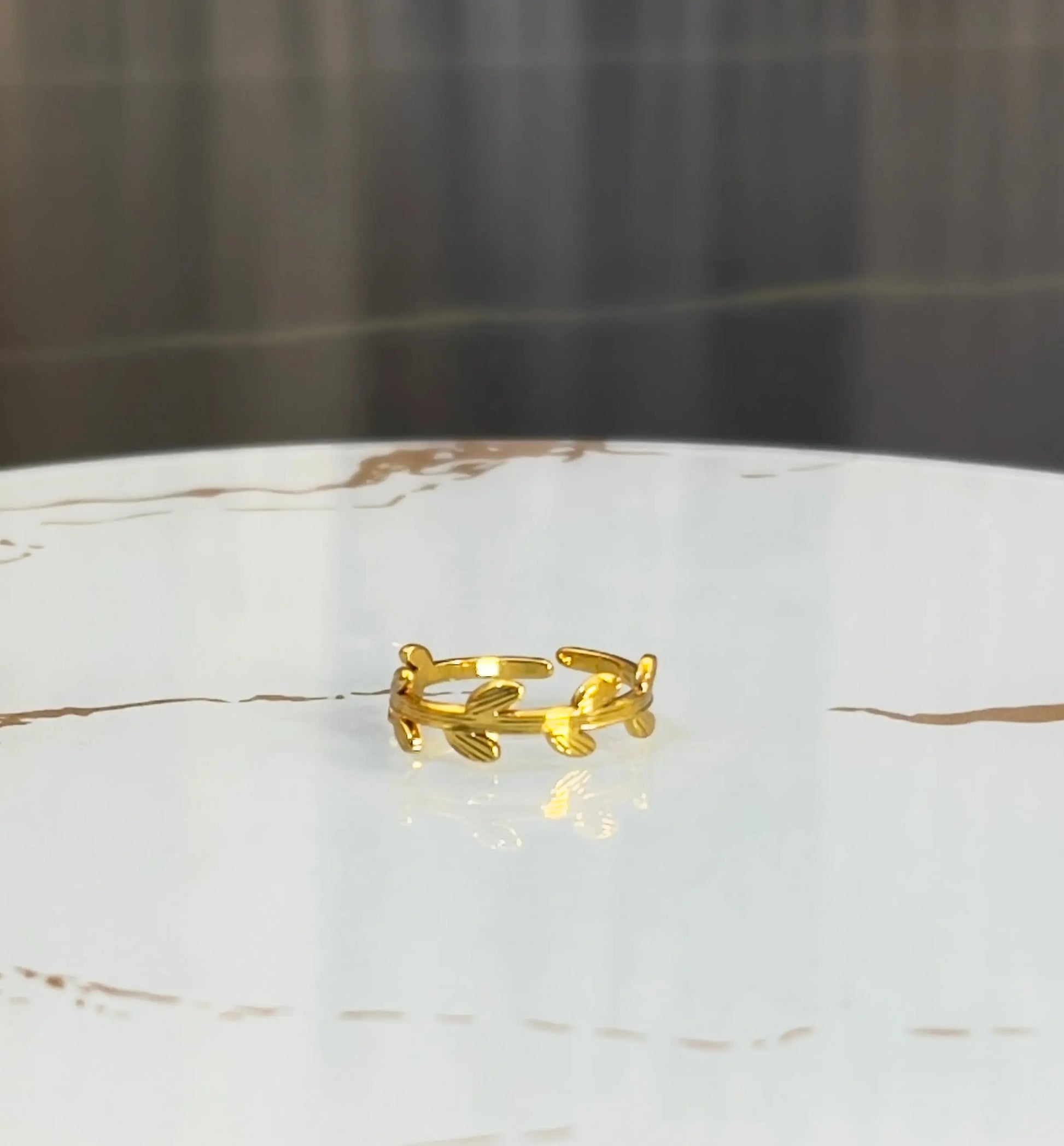 Dainty 18K Gold Plated Laurel Leaf Vine Ring | Minimalist Olive Branch Eternity Band for Women | Waterproof & Tarnish-Free Stainless Steel Nature Jewelry - ACERO JEWELS