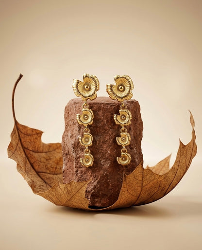 Exquisite 18K Gold Plated Floral Drop Earrings