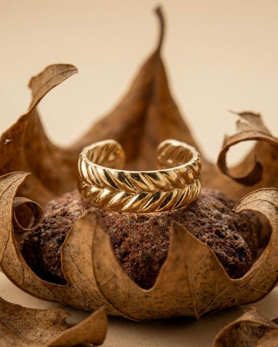Roxanne 18k Gold Plated Herringbone Ring ACERO JEWELS