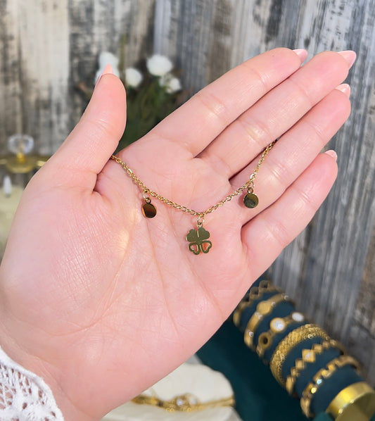 Gold Four-Leaf Clover Bracelet | Waterproof & Tarnish-Free Jewelry