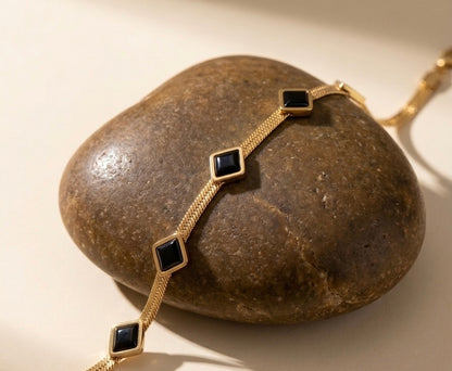 Anti-Tarnish Waterproof Diamond Link Bracelet - Gold Geometric Chain Bracelet