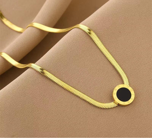 Flat Snake Chain Roman Numeral Collar Necklace