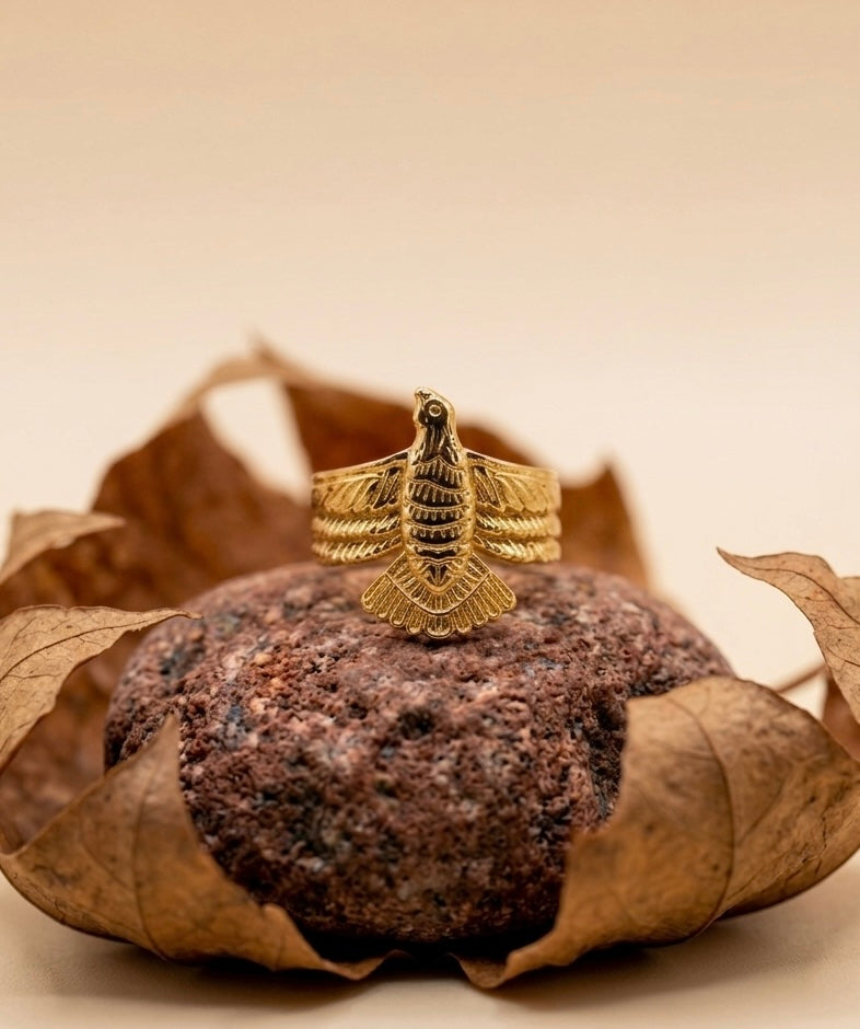 Serene Flight 18K Gold Plated Bird Statement Ring – Eternal Spirit Band ACERO JEWELS