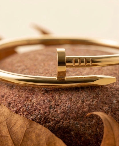 18K Gold Plated Nail Bangle - Sleek Industrial Design