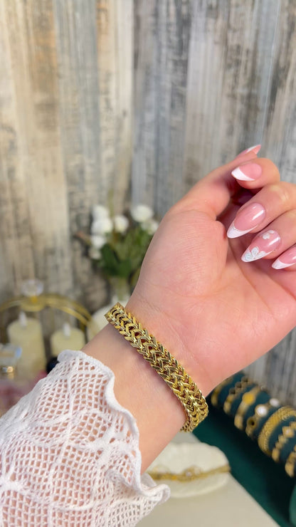 Bold 18K Gold Braided Wheat Chain Bracelet – Anti-Tarnish & Waterproof