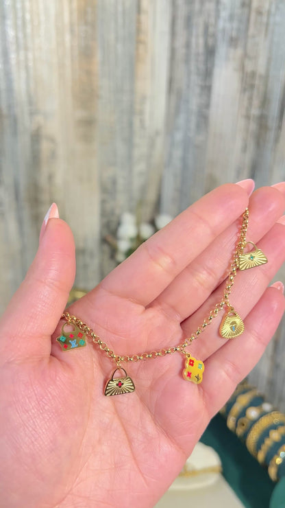 Gold Designer-Style Handbag Charm Bracelet | Waterproof & Tarnish-Free