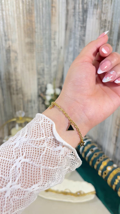 Celestial Star & Triangle Charm Bracelet – 18K Gold Plated, Anti-Tarnish & Waterproof