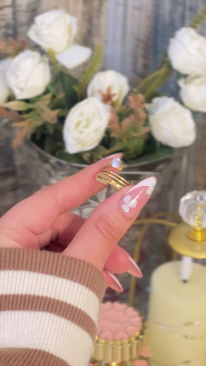 Gold Razor Blade Bypass Ring - Edgy Crystal Statement Ring - Unique Razor & Solitaire Wrap Ring - Adjustable Punk Rock Jewelry